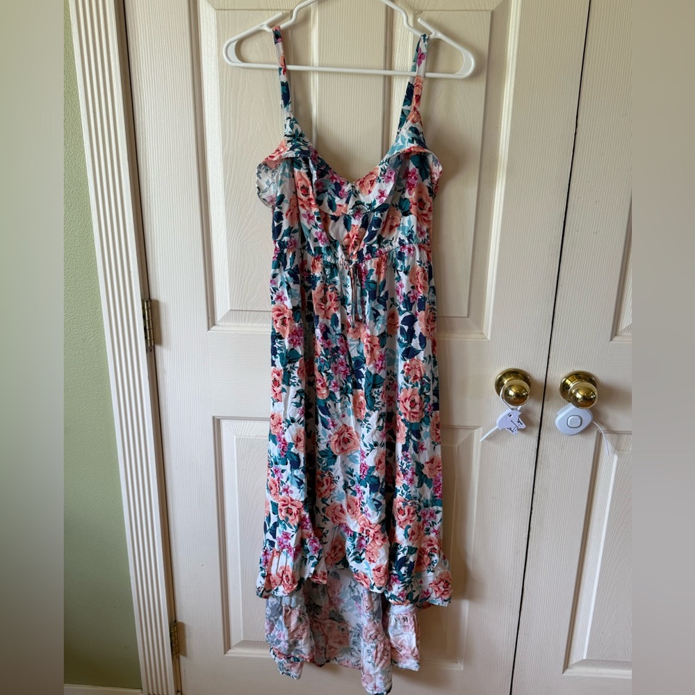 Torrid Pink and Blue Asymmetrical High-Low Sundress